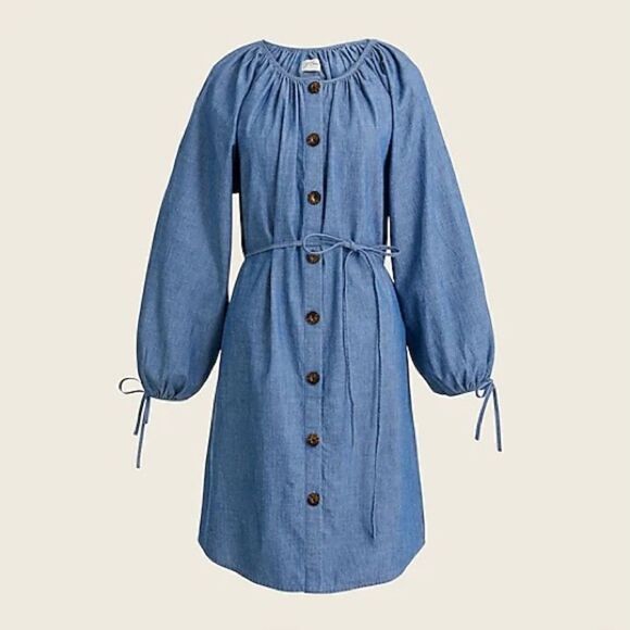 J. Crew Dresses & Skirts - J. Crew Tie-sleeve Button-front Chambray Shirt Dress